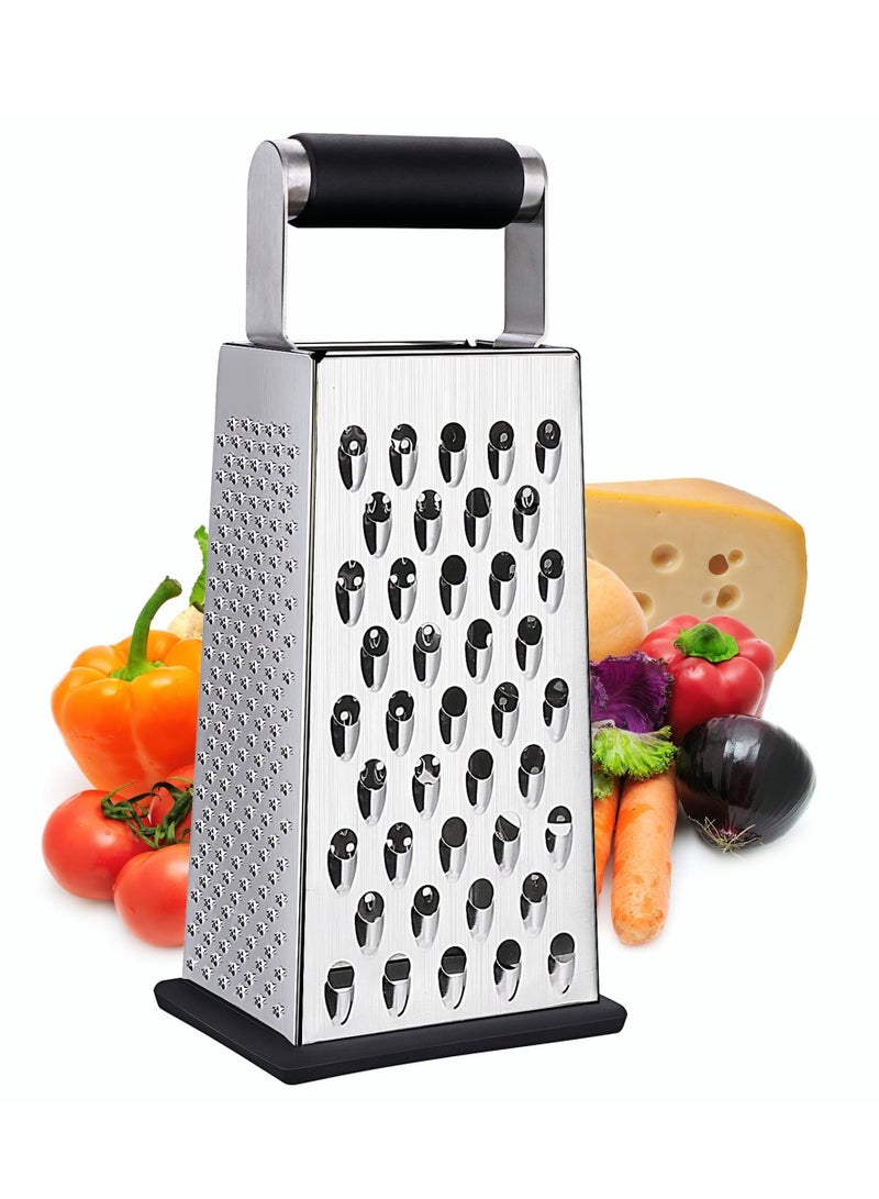 4-Sided Stainless Steel Cheese Grater & Vegetable Slicer - Versatile Kitchen Shredder for Effortless Food Prep  - Image 1