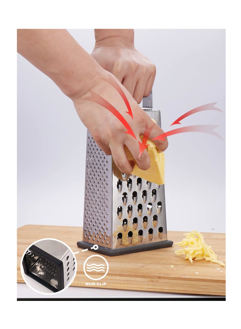 4-Sided Stainless Steel Cheese Grater & Vegetable Slicer - Versatile Kitchen Shredder for Effortless Food Prep  - Image 5