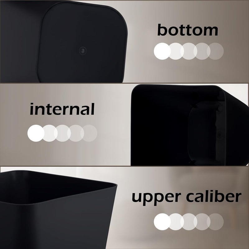 Hoolerry 9 Pieces Garbage Can 2 Gallon Small Trash Cans Bulk Bathroom Trash Bin Plastic Wastebasket Square for Bedroom Slim Bathroom Trashcan Small Container for Kitchen Office Home (Black,White) - Image 3