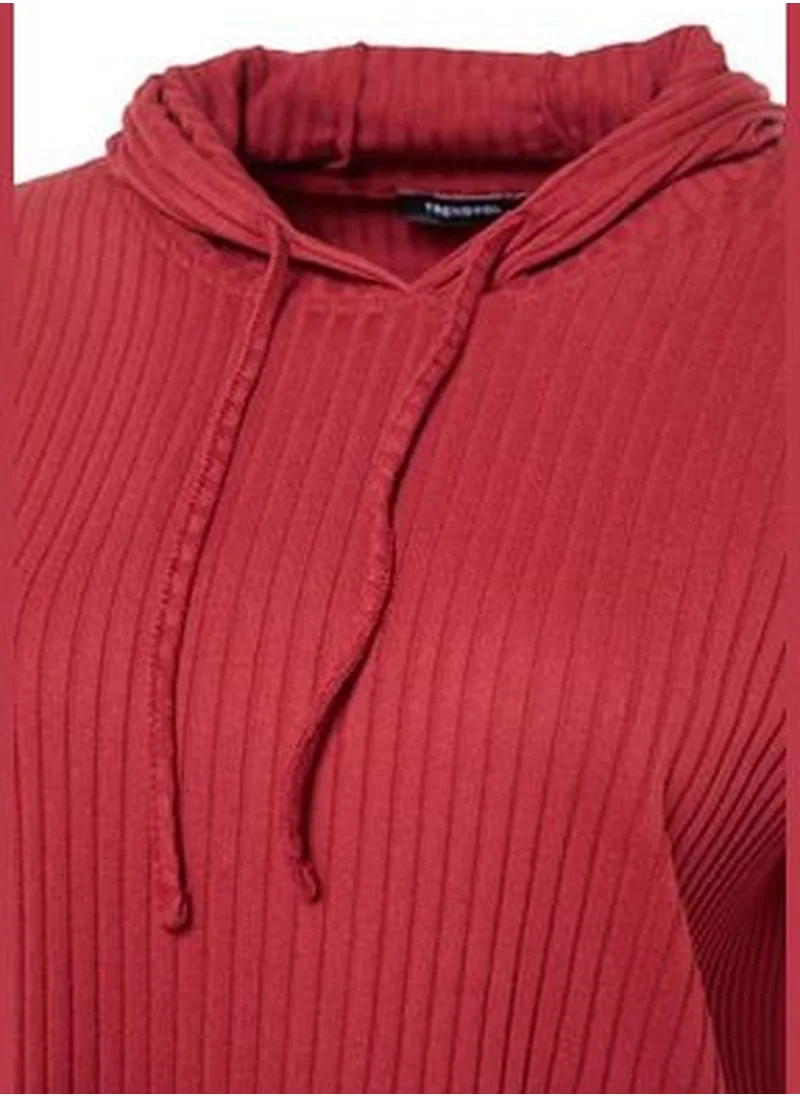 trendyol Burgundy Knitted Top and Bottom Set