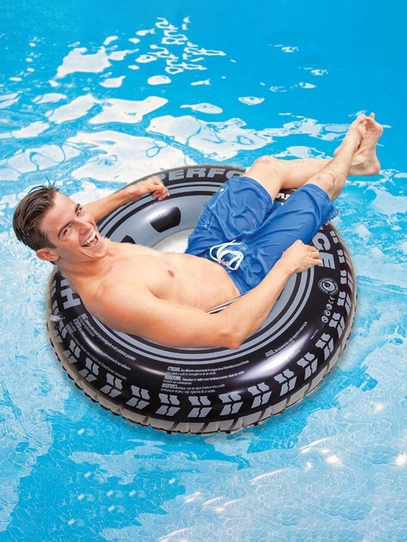 SOLDTRUE Swimming Pool Tube for Adults Big Size Cool Black Wheel Tire Men Swimming Ring Adult Inflatable Pool Float Tube Circle Summer Water Toys Air Mattress (1 Pcs., 80cm) - Image 1