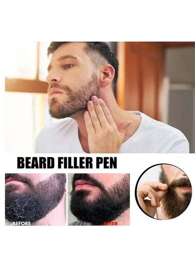 Temporary Colorfor Men's Beard and Eyebrows, Beard Brush for Styling, Styling Grooming Pencil, Waterproof Proof, Sweat Proof, Long Lasting, Natural Looking Barber Mustache Kit for Men - Black - Image 3