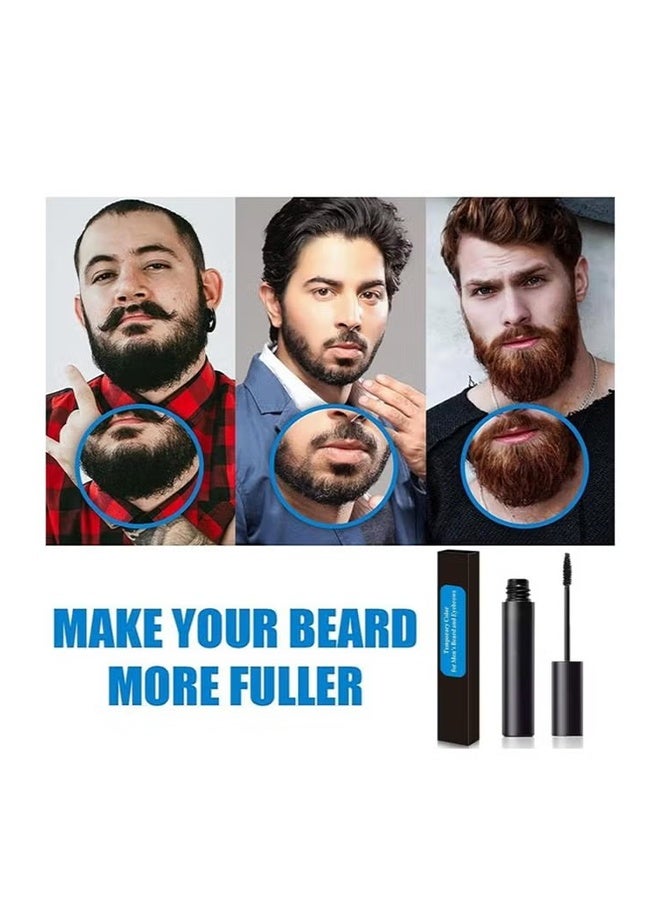 Temporary Colorfor Men's Beard and Eyebrows, Beard Brush for Styling, Styling Grooming Pencil, Waterproof Proof, Sweat Proof, Long Lasting, Natural Looking Barber Mustache Kit for Men - Black - Image 2