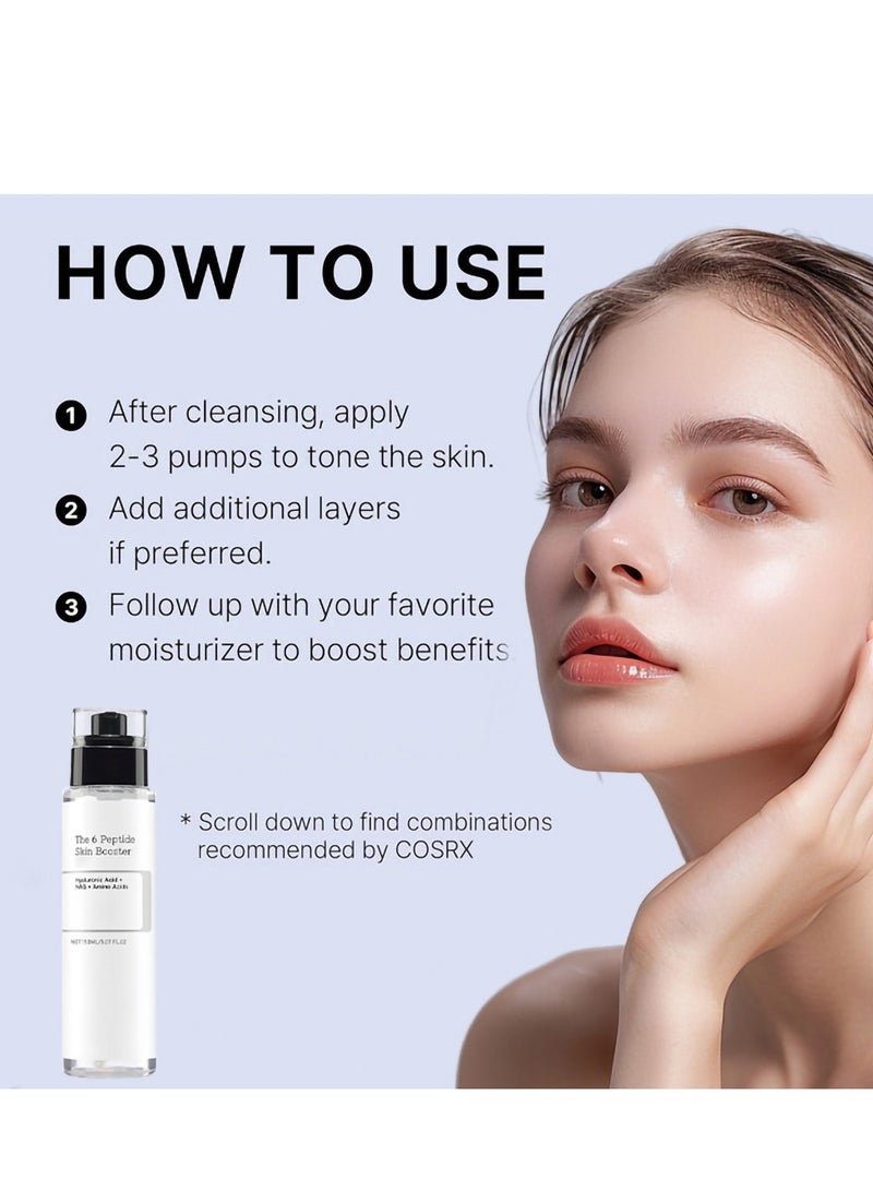 Barakah سيروم تونر معزز للكولاجين 6X ببتيد، نياكيناميد وحمض الهيالورونيك لتجديد البشرة، مناسب لجميع أنواع البشرة، العناية بالبشرة الكورية، خالي من البارابين، 150 مل/5.07 أونصة سائلة - Image 3