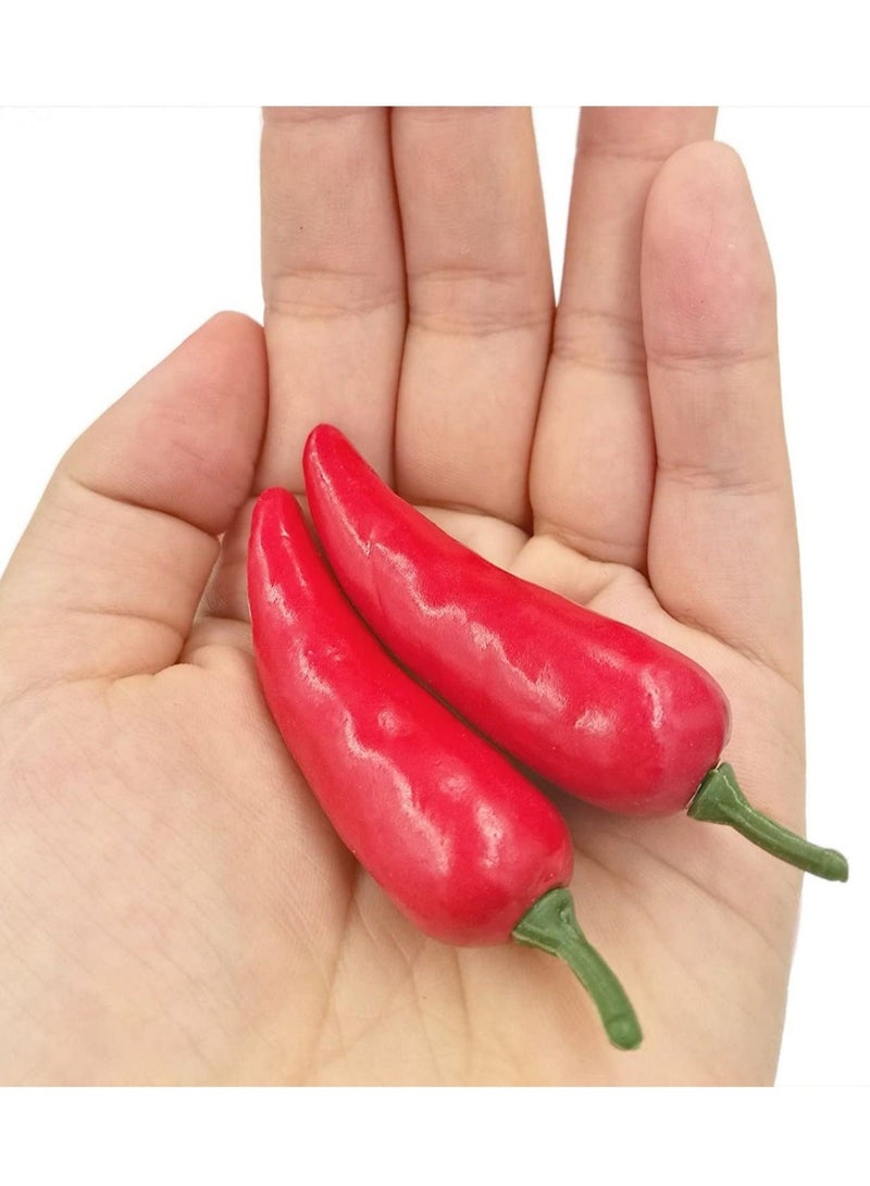 كابتن تيك 50pcs Lifelike Fake Red Pepper Chili Garland Toy Artificial Mini Pepper Chili Simulation Lifelike Red Pepper Hot Chili Mini Fake Vegetable Hot Chili for Home Kitchen Decoration Photography Props - Image 4