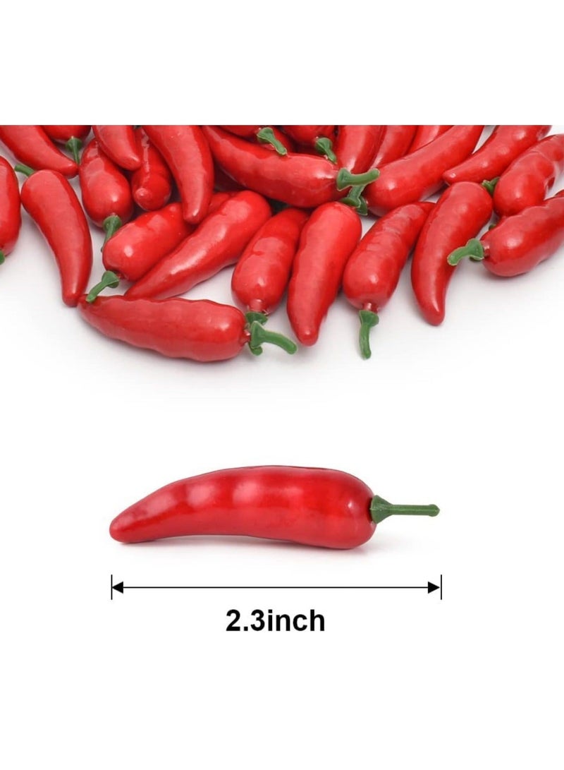 كابتن تيك 50pcs Lifelike Fake Red Pepper Chili Garland Toy Artificial Mini Pepper Chili Simulation Lifelike Red Pepper Hot Chili Mini Fake Vegetable Hot Chili for Home Kitchen Decoration Photography Props - Image 5