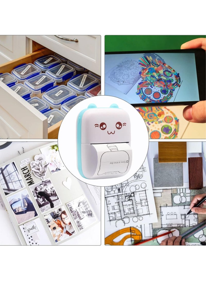 Mini  Printer,Portable Labler Maker with 13 Rolls Paper,Bluetooth Sticker Printer Wireless Inkless printer Compatible with iOS/Android for Study Notes Journal,Memo,Photo,Lists,QR,Adress - Image 4