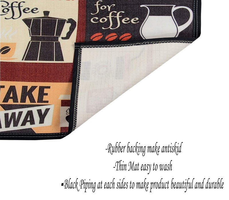 AAZEEM Kitchen Floor Mat & Runner with Anti Skid Backing, Set of 2 (40 X 120 & 40 X 60 Cm, Rubber, Red) - Image 5