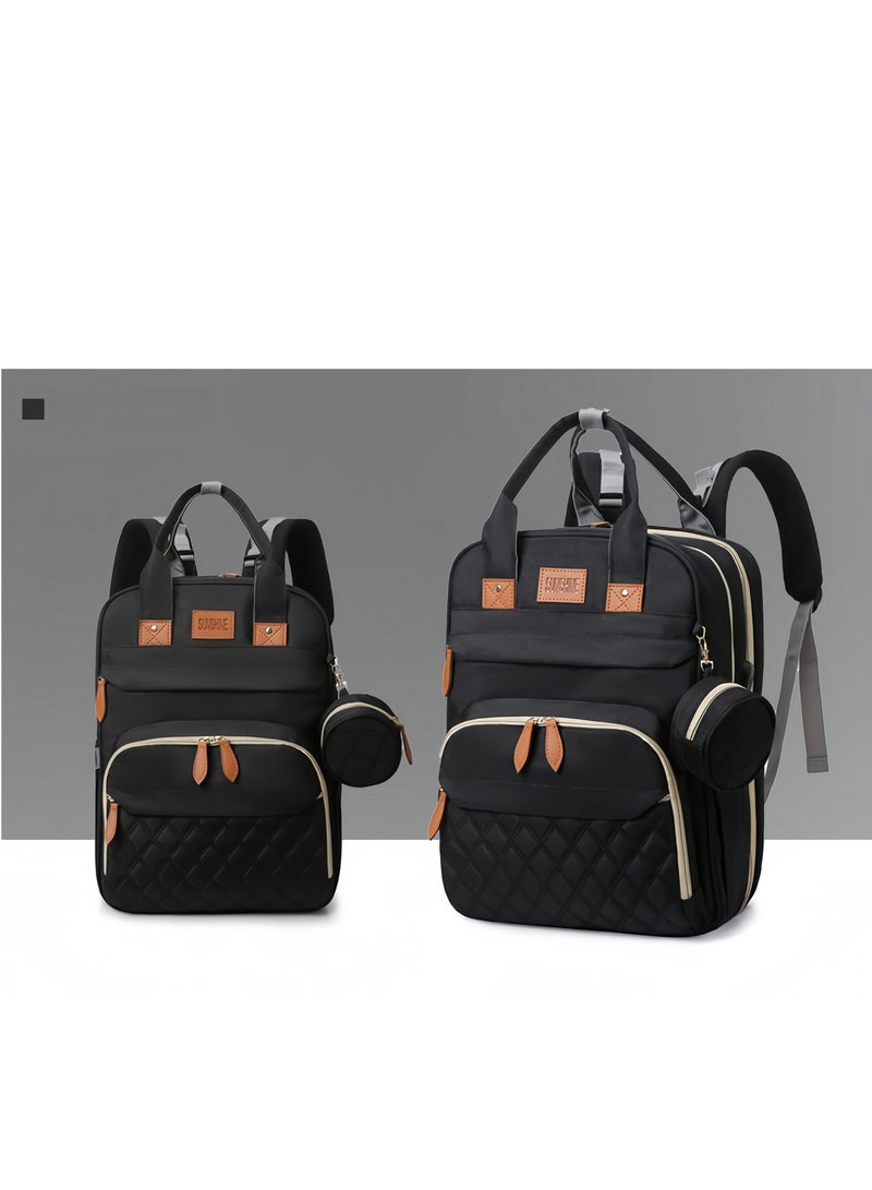 بوراداي حقيبة حفاضات الأطفال حقيبة ظهر حقيبة حفاضات الأطفال حقيبة حفاضات ظهر مع وسادة تغيير محمولة متعددة الوظائف حقيبة تغيير حفاضات الأطفال الرضع، سعة كبيرة، مقاومة للماء، محطة تغيير حفاضات متعددة الوظائف للأولاد والبنات في الهواء الطلق والسفر، أسود - Image 5