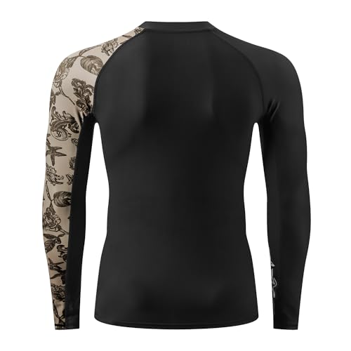 ADOREISM Men's Long Sleeve Rash Guard Surf Swim Shirt Splice UPF 50+ Compression for MMA BJJ Jiu Jitsu Fishing Hiking (Sea Forest,M) - Image 4