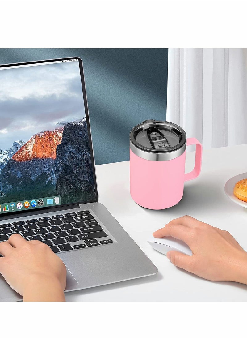 Coffee Mug, 12 Oz Stainless Steel Insulated Coffee Mug with Handle, Double Wall Vacuum Travel Mug, Tumbler Cup with Sliding Lid, for Hot and Cold Drinks Tea (Pink)  - Image 5