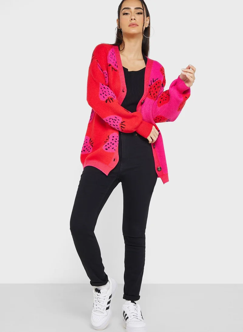 Ginger Strawberry Printed Cardigan