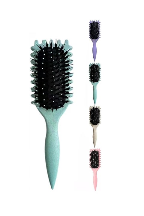 Curl Defining Brush Hair Brush for Combing and Shaping Men's and Women's Curls to Reduce Pulling, Nylon Bristles, Oblong, Flexible, Curl Enhancing, Unisex