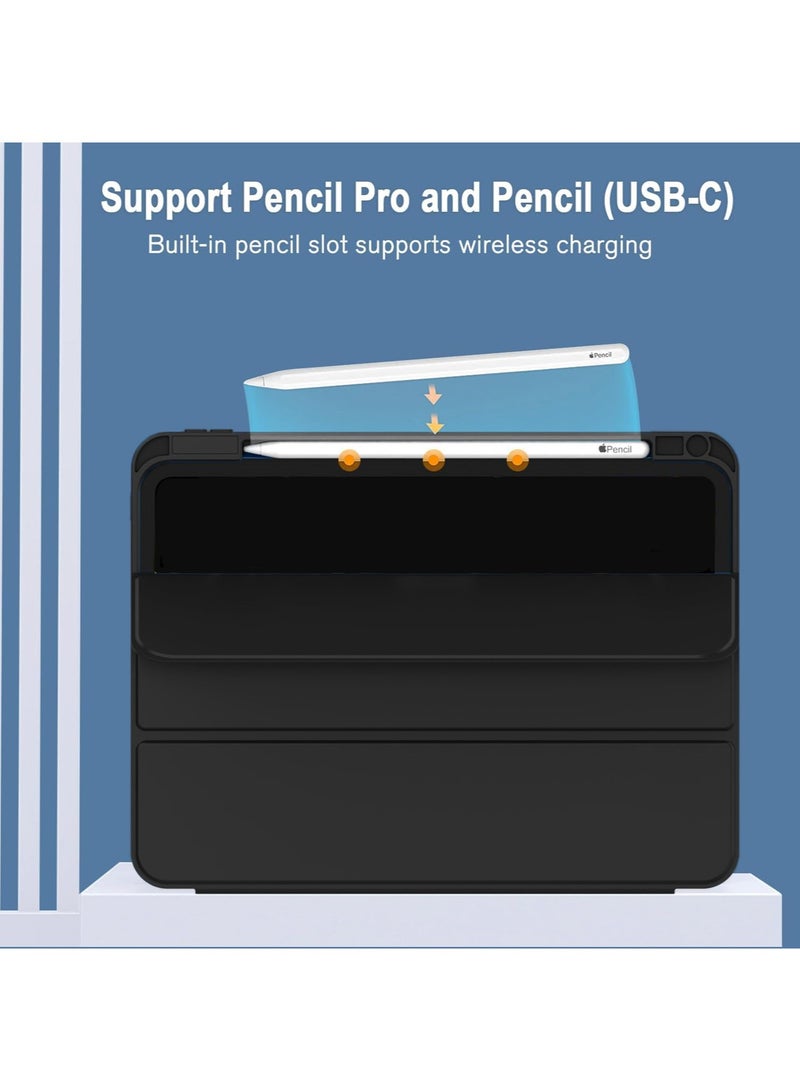 Wtech Apple iPad Air 13 5G 2024 13 inch / iPad Air 13 2025 Smart Flip Auto Awake/Auto Sleep Leather Texture with Pen Holder Case Cover - Black - Image 2