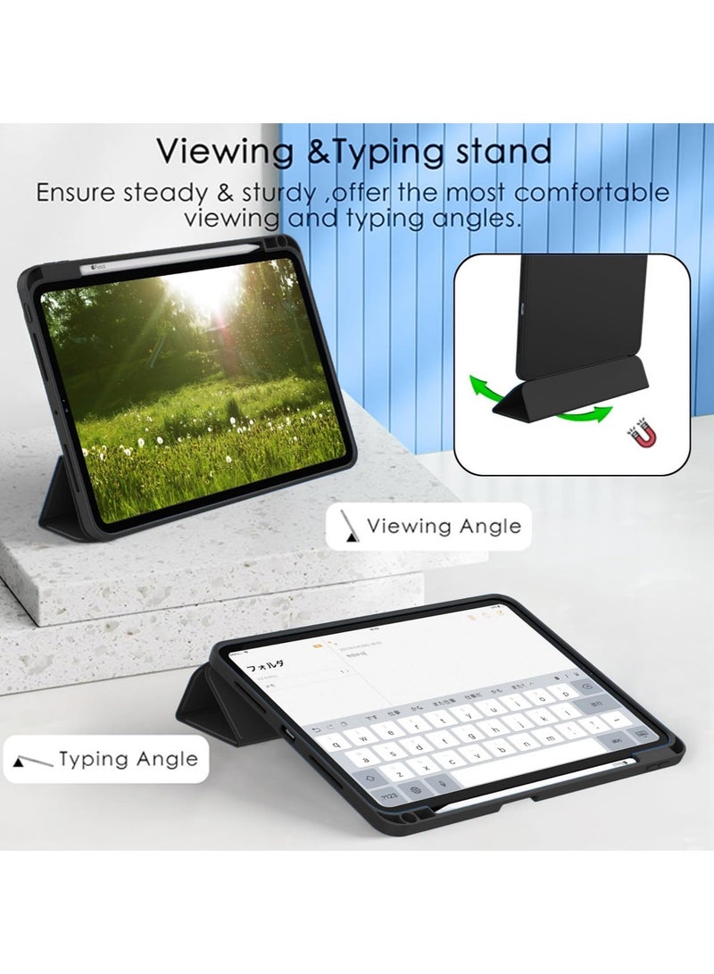 Wtech Apple iPad Air 13 5G 2024 13 inch / iPad Air 13 2025 Smart Flip Auto Awake/Auto Sleep Leather Texture with Pen Holder Case Cover - Black - Image 4