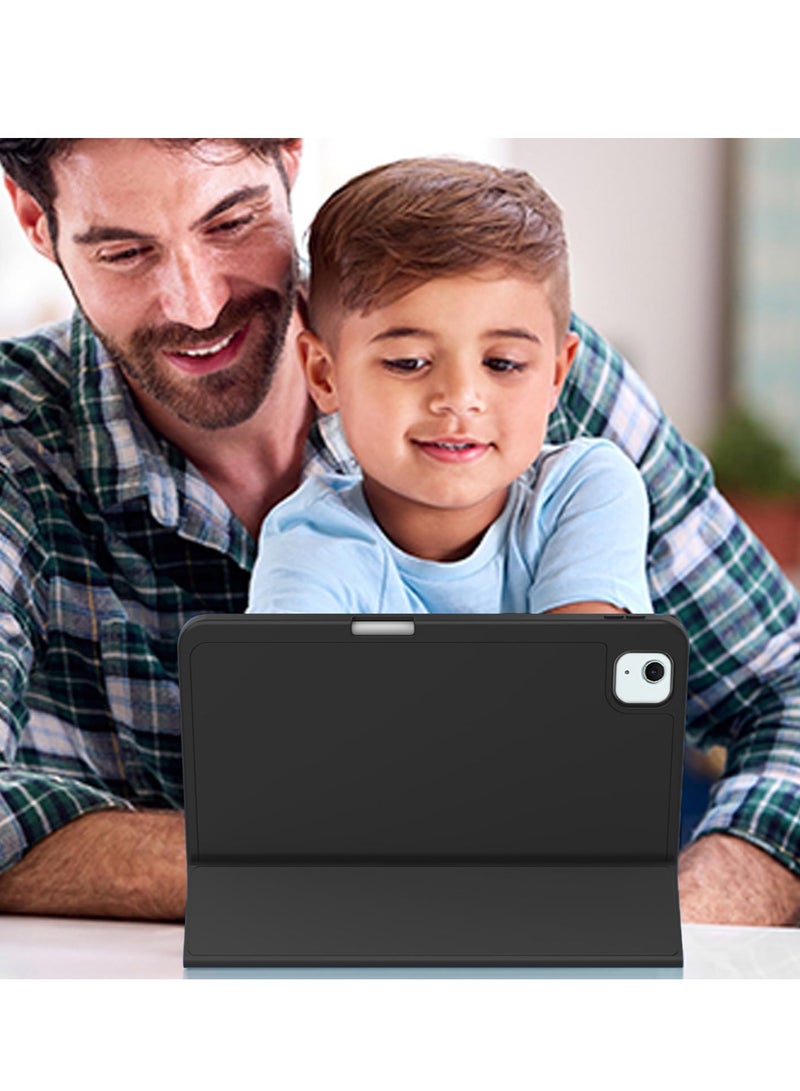 Wtech Apple iPad Air 13 5G 2024 13 inch / iPad Air 13 2025 Smart Flip Auto Awake/Auto Sleep Leather Texture with Pen Holder Case Cover - Black - Image 5