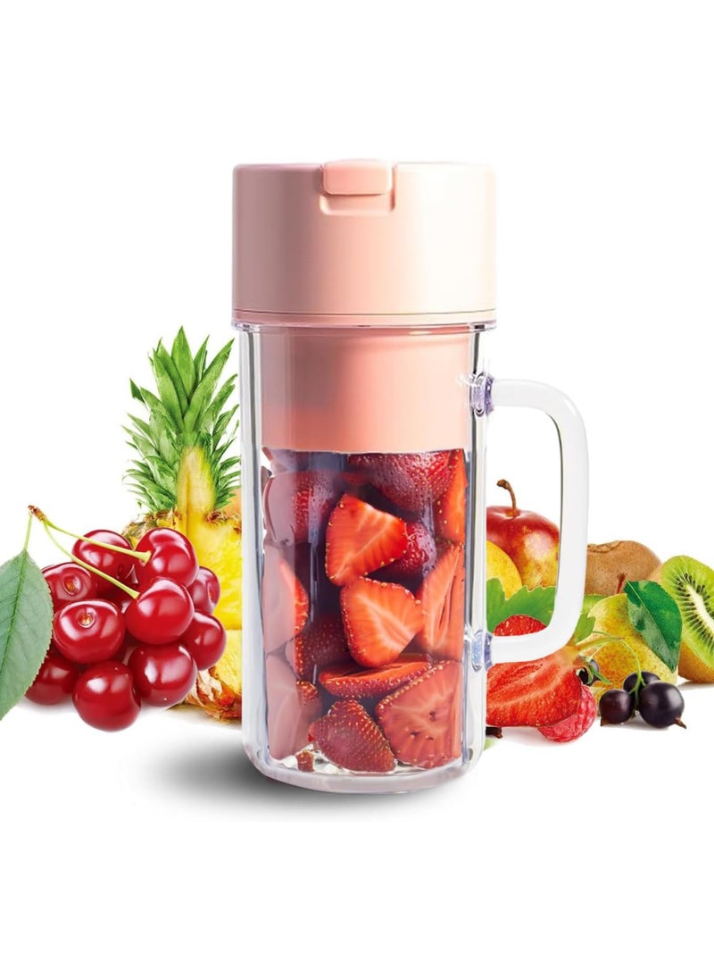 VUCATIN Personal Blender for Shakes and Smoothies Portable Smoothie Juicer with 10 Blades Handle and Straw Lid BPA Free USB Rechargeable Suitable for Travel Home Office Gym (Pink)  - Image 1