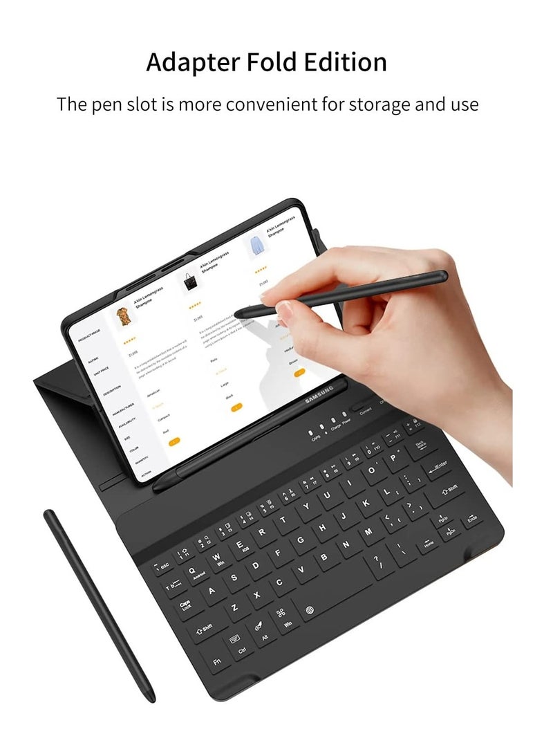 إلترازون Samsung Galaxy Z Fold 4 Case,Screen Protector Keyboard Leather Case Stylus+Pen Slot Phone Office Kit,Folding Phone Cover for Samsung Galaxy Z Fold 4 5G-Black - Image 4