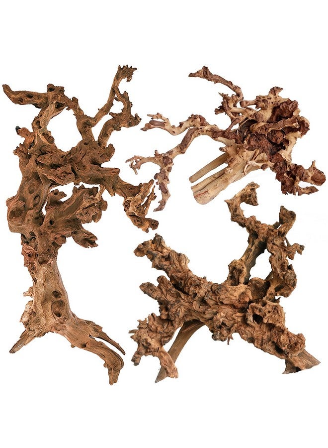 kathson Natural Aquarium Driftwood Decoration Branches Reptiles Terrarium Ornament Wood Fish Tank Habitat Decor Assorted Sizes Wood 3 PCS - Image 1