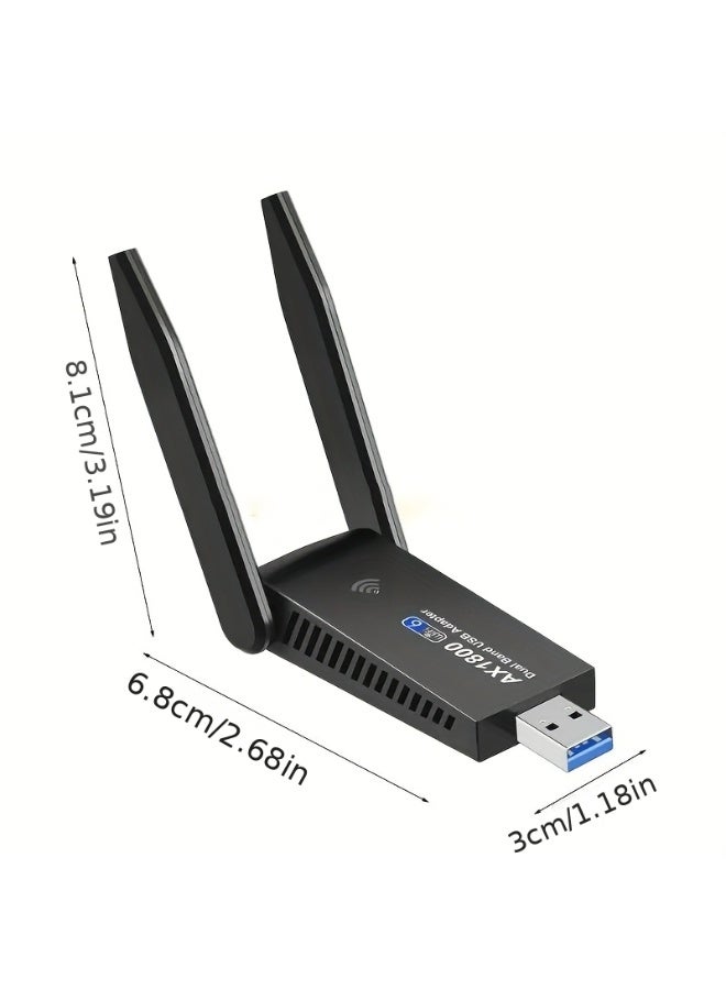 نيكور محول شبكة لاسلكي USB (WiFi) - سرعة 1800 ميجابت في الثانية، ثنائي النطاق (2.4 جيجاهرتز/5 جيجاهرتز)، مستقبل شبكة خارجي، منفذ USB 3.0، بلوتوث 5.0، يدعم تقنية WiFi 6، متوافق مع أجهزة الكمبيوتر المكتبية والمحمولة، وأنظمة التشغيل Windows 11/10/8/7. - Image 2