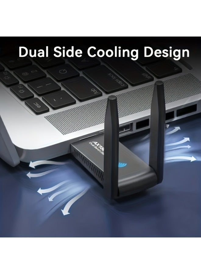 نيكور محول شبكة لاسلكي USB (WiFi) - سرعة 1800 ميجابت في الثانية، ثنائي النطاق (2.4 جيجاهرتز/5 جيجاهرتز)، مستقبل شبكة خارجي، منفذ USB 3.0، بلوتوث 5.0، يدعم تقنية WiFi 6، متوافق مع أجهزة الكمبيوتر المكتبية والمحمولة، وأنظمة التشغيل Windows 11/10/8/7. - Image 5
