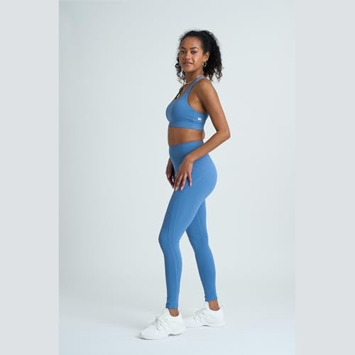 PopSugar 2 Piece Dark Blue Workout Sets for women, High Waist Leggings and Sports Bra Yoga Set Matching Gym Pilates Running Work Out Outfit Medium - Image 4