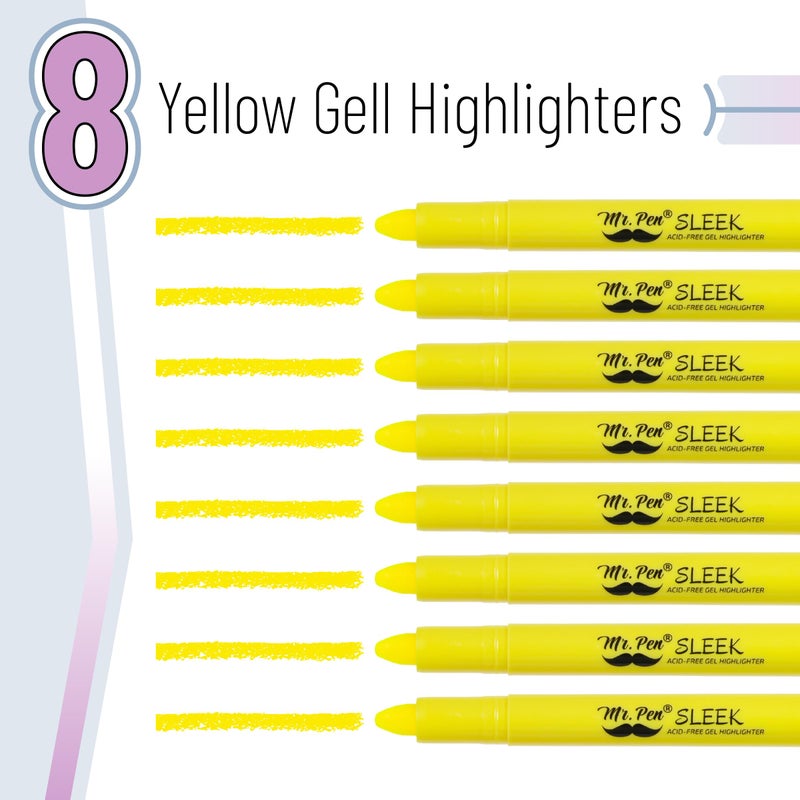 Mr. Pen- No Bleed Gel Bible Highlighters, Yellow, Pack of 8 - Image 2