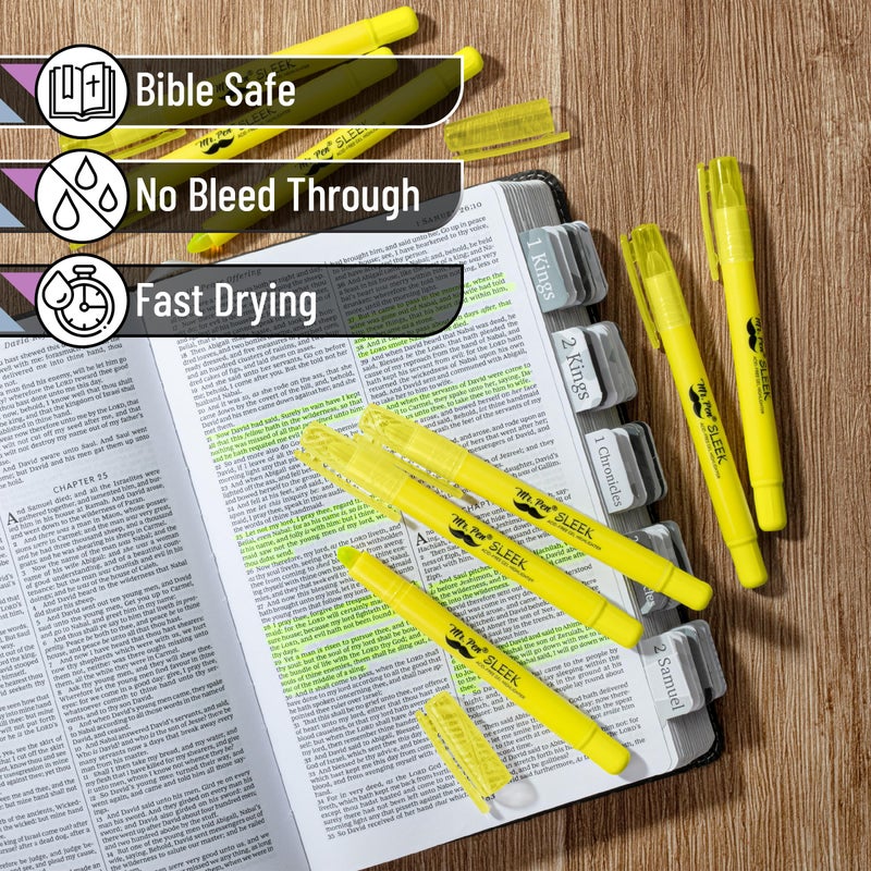 Mr. Pen- No Bleed Gel Bible Highlighters, Yellow, Pack of 8 - Image 3
