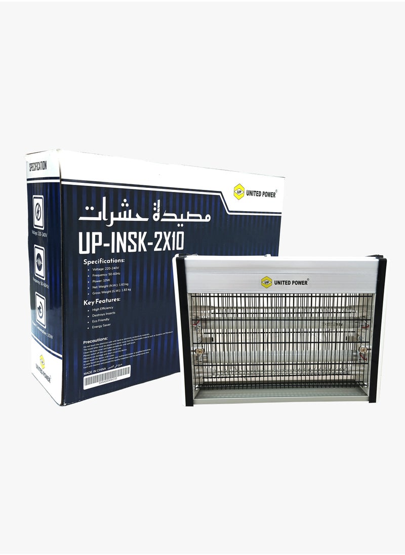يونايتد باور مصيدة حشرات كهربائية موفرة للطاقة بقدرة 2 × 10 واط & 2 × 20 واط موفرة للطاقة | 220-240 فولت، 50-60 هرتز | مكافحة الآفات الفعالة للمنزل والمكتب والأماكن الخارجية  - Image 1