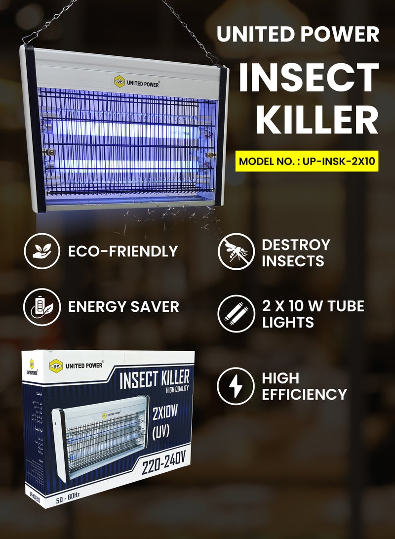 UNITED POWER Insect Killer, Bug Zapper,  2x10W Energy-Efficient Electric Insect Trap, 220-240V, 50-60Hz, Effective Pest Control for Home, Office, & Outdoors - Image 1
