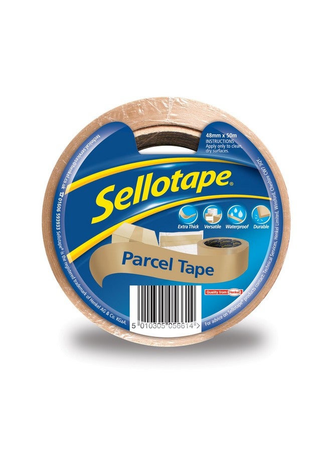 Sellotape Parcel Tape, Brown Tape For Packing, High-Strength Packaging Tape For Professional & Office Use, Packing Tape For Heavy Loads, Diy, 48Mmx50M - Image 1