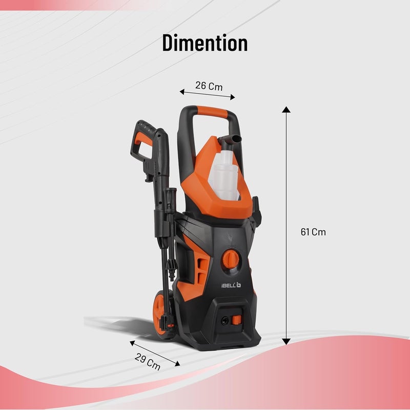 IBELL WIND55 High Pressure Washer 1800W Motor 140 Bar Car Washer High Pressure Gun 78 LMin Flow 5M Hose Turbo Nozzle Portable Pressure Washer for Car Bike Home Outdoor Cleaning - Image 4