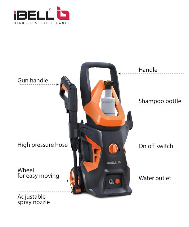 IBELL WIND55 High Pressure Washer 1800W Motor 140 Bar Car Washer High Pressure Gun 78 LMin Flow 5M Hose Turbo Nozzle Portable Pressure Washer for Car Bike Home Outdoor Cleaning - Image 5