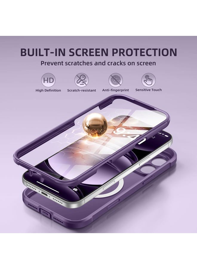 BERFY for iPhone 17 Pro Max Case, Compatible with MagSafe, Built-in 9H Tempered Glass Screen Protector and Camera Protection, Full Body Shockproof Matte Phone Case for 17 Pro Max 6.9", Deep Purple - Image 4