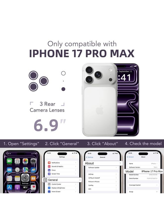 BERFY for iPhone 17 Pro Max Case, Compatible with MagSafe, Built-in 9H Tempered Glass Screen Protector and Camera Protection, Full Body Shockproof Matte Phone Case for 17 Pro Max 6.9", Deep Purple - Image 3