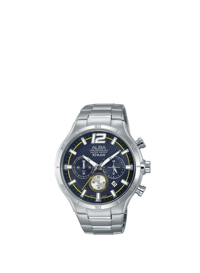 ALBA Men's Hand Watch ACTIVE Stainless Steel Band, Blue Dial AT3929X1