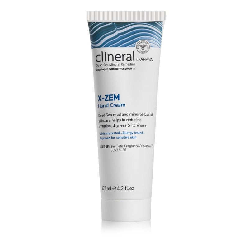 AHAVA Clineral XZem Hand Cream Relieves discomfort from dermatitis fights redness dryness itchiness softens dry rough patches with Hippophae Oil Shea Butter Osmoter 42 FlOz