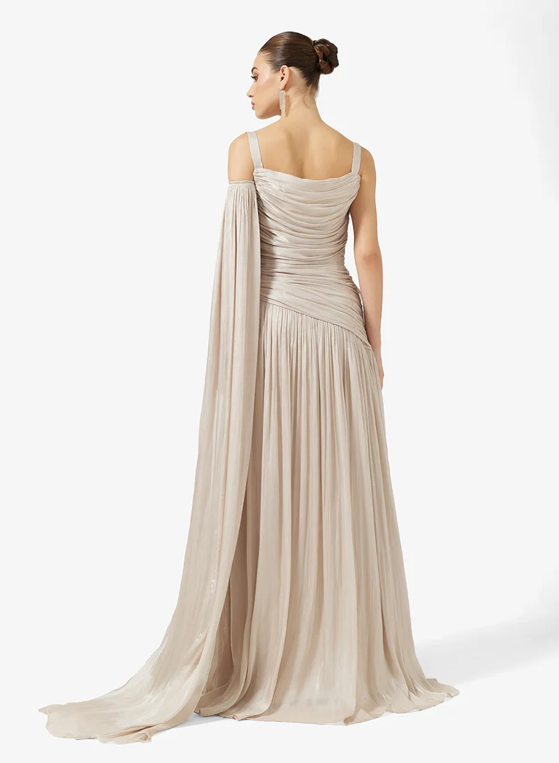 نمشي x Shimmer Draped Cape Dress