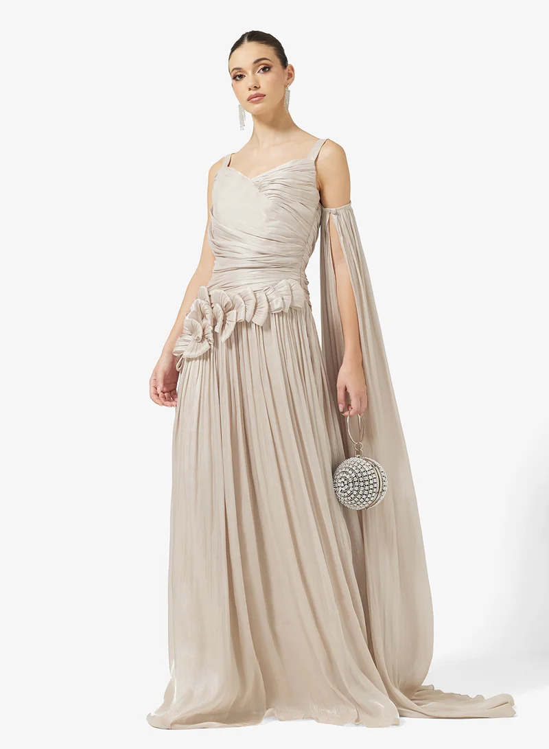 نمشي x Shimmer Draped Cape Dress
