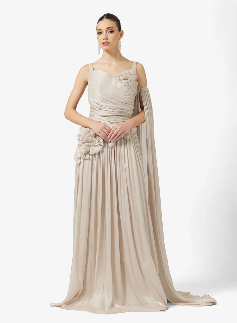 نمشي x Shimmer Draped Cape Dress