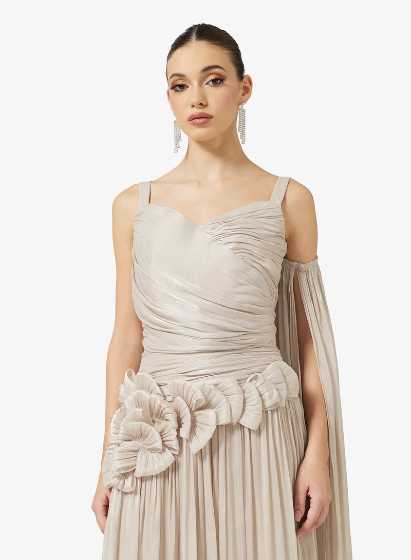 نمشي x Shimmer Draped Cape Dress