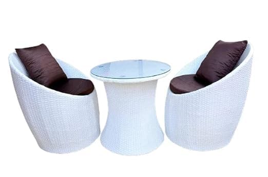 ANAND INDIA GROUPS ANAND INDIA GROUPS Apple Chair Table Set for IndoorOutdoor Garden Balcony Living Room Tea Coffee Furniture Set Home Dcor Standard Dark Brown White 2 Chair 1 Table