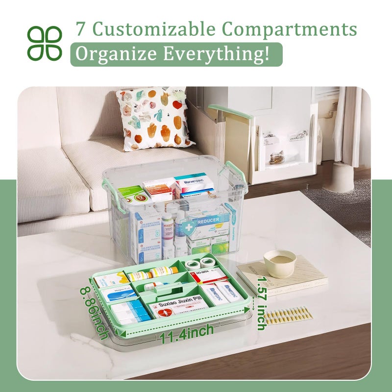 ANYPROLUS 15QT Clear Medicine Organizer Box with Handle, Plastic Medicine Container with Tray First Aid Box Empty, Thickened Medicine Storage Organizer Multipurpose Medication Organizer Storage - Image 3