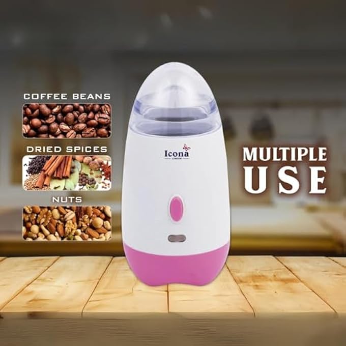 ICONA Electric Coffee Bean Grinder  Stainless Steel Blades Compact Design For Espresso French Press Drip Coffee  Spices - Image 5
