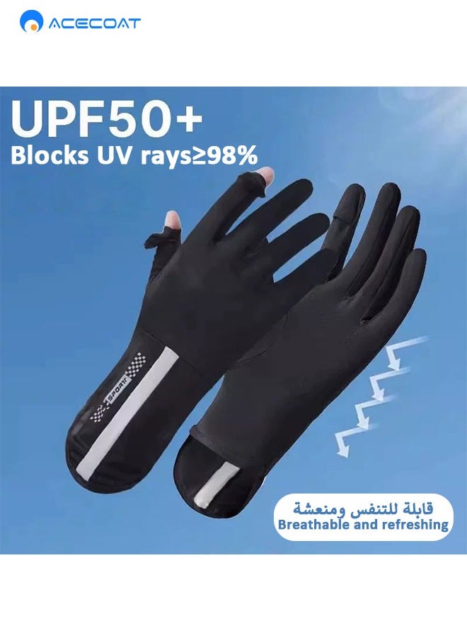 ايسكوت قفازات صيد بدون أصابع للحماية من الأشعة فوق البنفسجية UPF50+ قفازات شمس للرجال والنساء للتجديف بالكاياك والمشي لمسافات طويلة والتجديف والقيادة والتجديف والتجديف  - Image 1