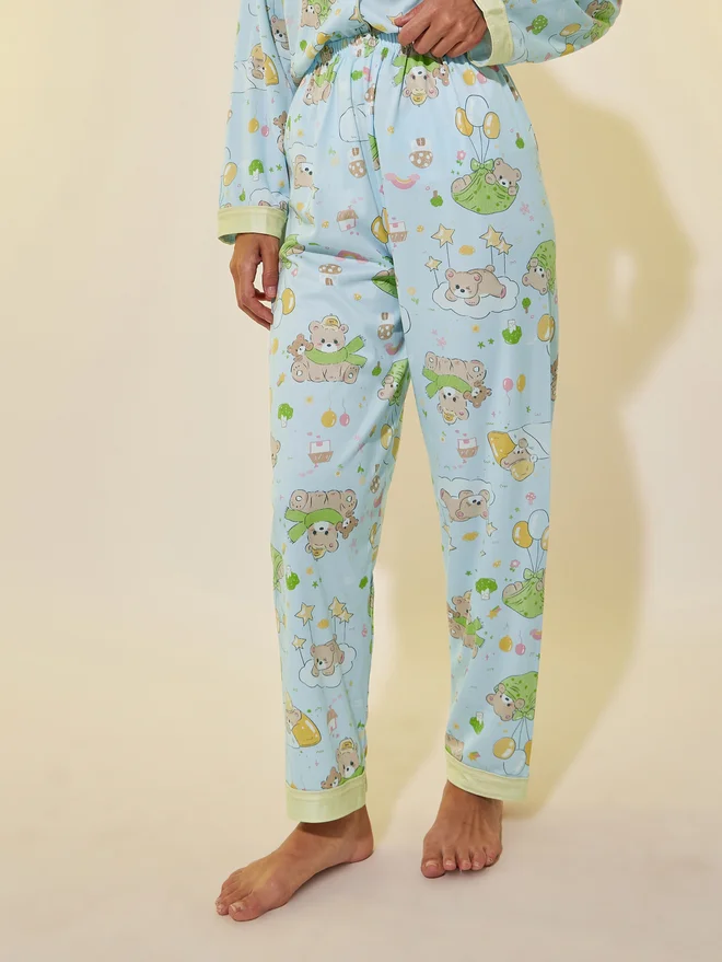 Take Two Take Two Graphic Print Buttoned Shirt and Pyjama Set