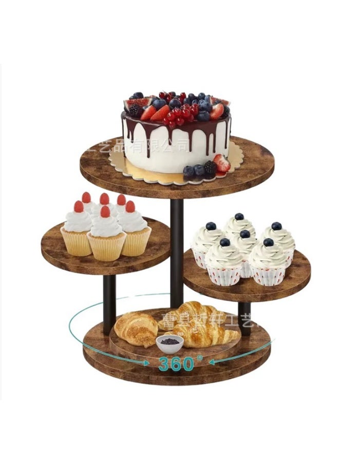 حامل حلويات دوار بثلاث طبقات، مصنوع من الخشب والمعدن، قاعدة كعك دائرية للحفلات والأعراس وأعياد الميلاد