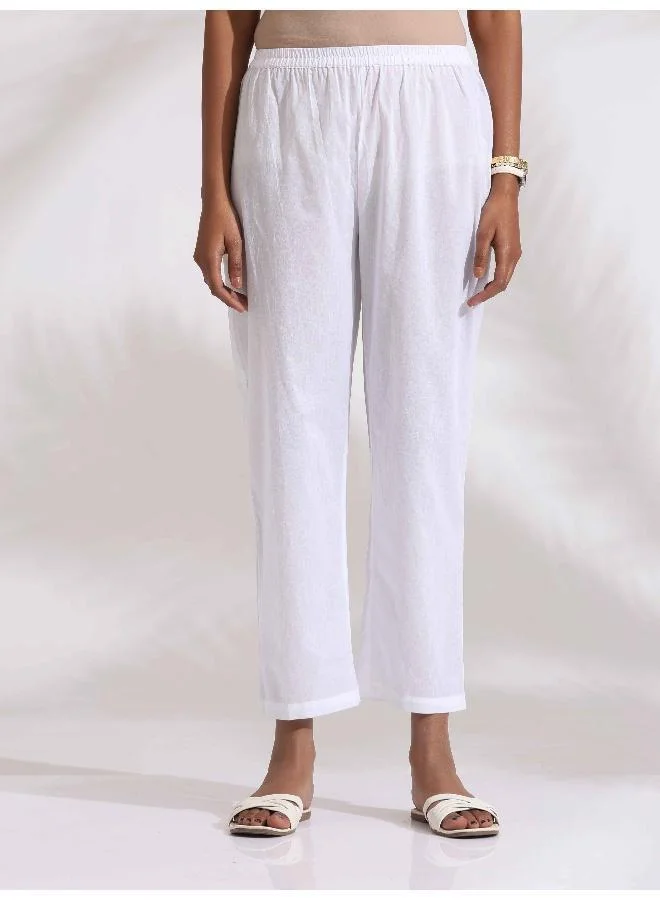 ترو برونز trueBrown White Cotton Schiffli Kurta Set