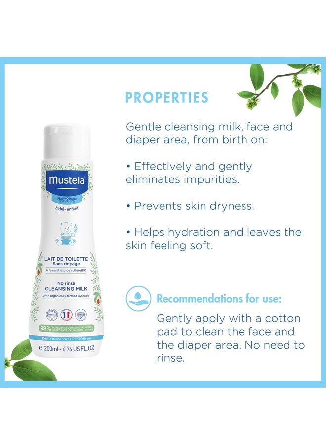 Mustela No Rinse Cleansing Milk with Farmed Avocado for Baby, 200ml - Image 5