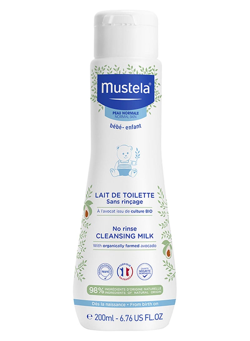 Mustela No Rinse Cleansing Milk with Farmed Avocado for Baby, 200ml - Image 1